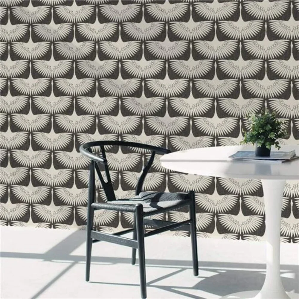 Gorder Storm Gray Feather Flock Removable Peel & Stick Wallpaper,20.5 inX16.5ft